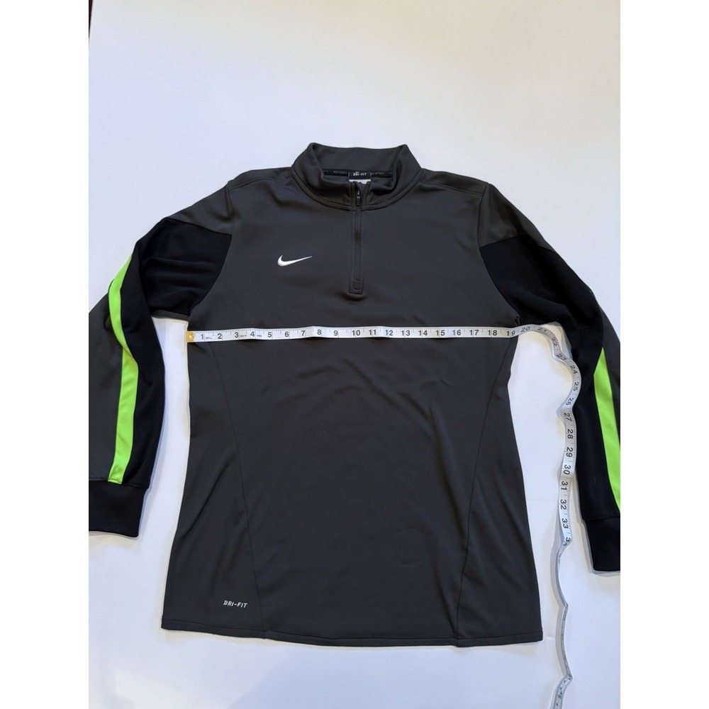 Nike Dri-FIT Large Men Quarter Zip Pullover Gray Green Athletic Gym Workout Top